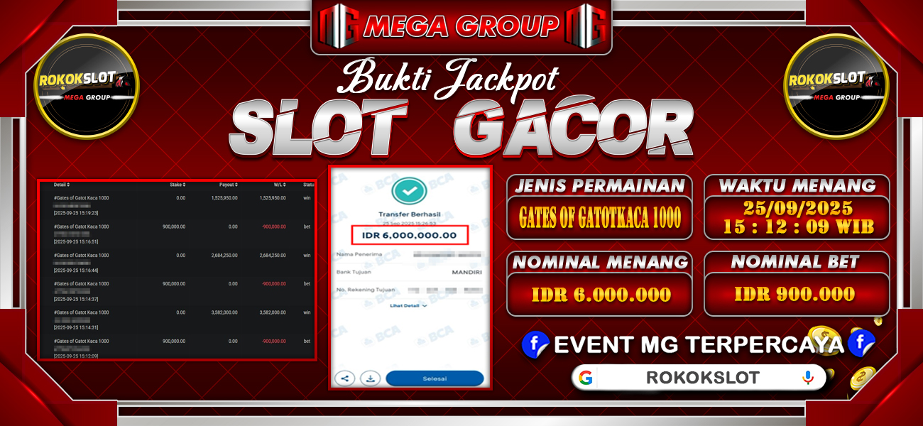 Bukti JP situs Rokokslot hari Kamis, 25 September 2025
