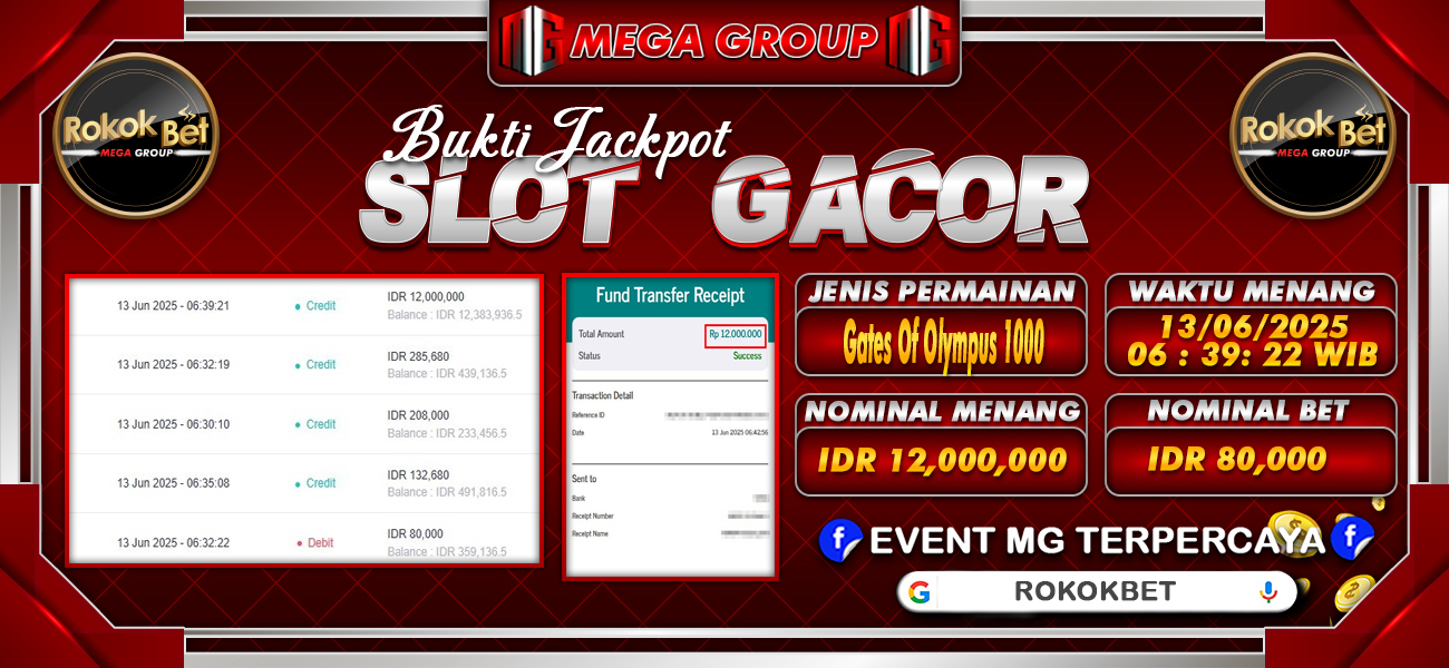 Bukti JP situs Rokokbet hari Jumat, 13 Juni 2025