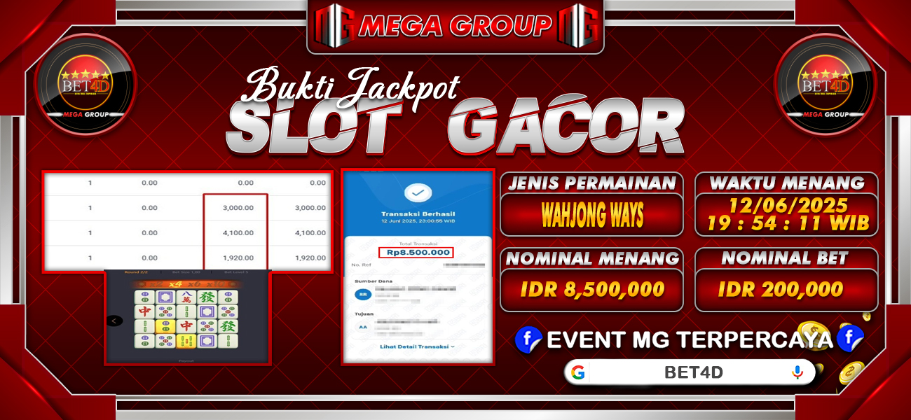 Bukti JP situs Bet4D hari Jumat, 13 Juni 2025