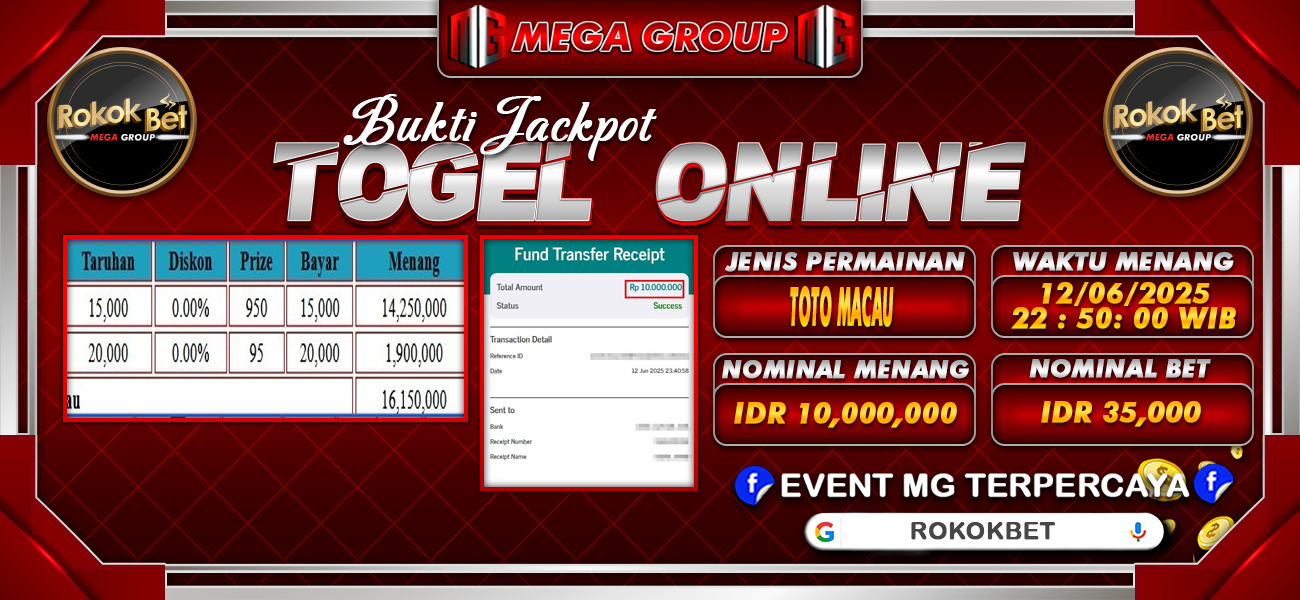 Bukti JP situs Rokokbet hari Jumat, 13 Juni 2025
