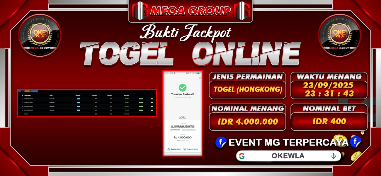 Bukti JP situs Okewla hari Selasa, 23 September 2025