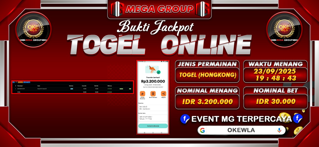 Bukti JP situs Okewla hari Selasa, 23 September 2025