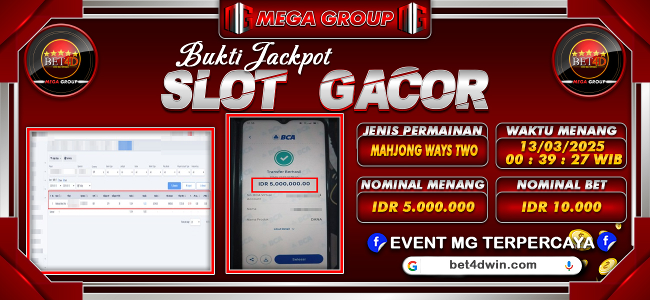 Bukti JP situs Bet4D hari Kamis, 13 Maret 2025