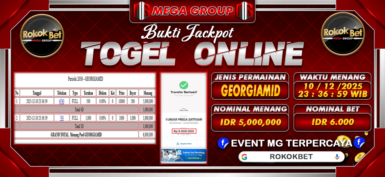 Bukti JP situs Rokokbet hari Rabu, 10 Desember 2025