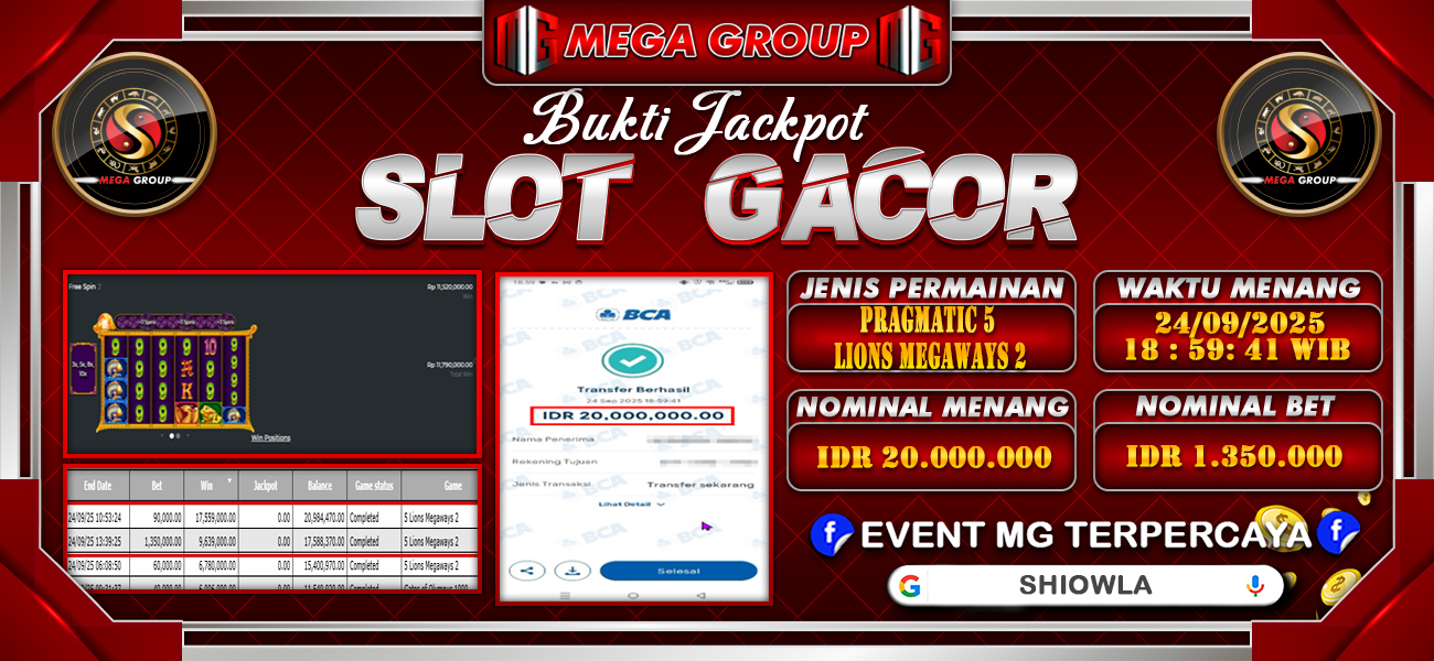 Bukti JP situs Shiowla hari Kamis, 25 September 2025