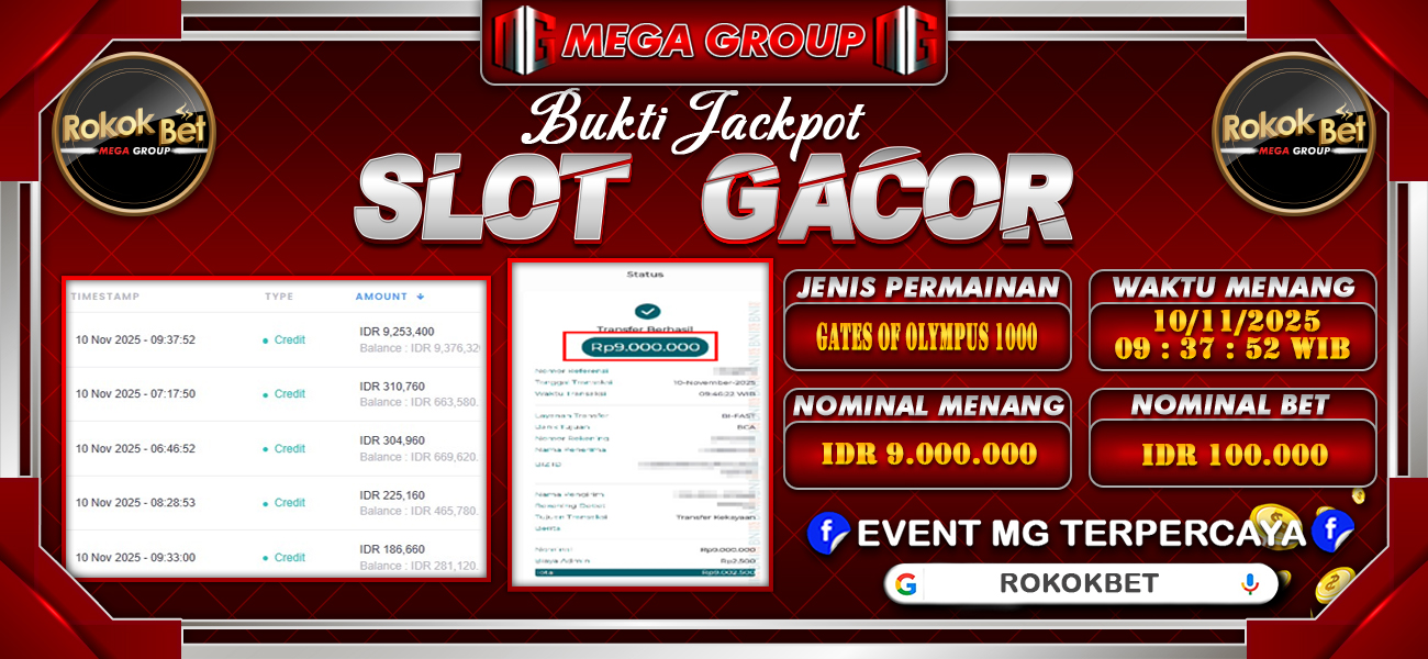 Bukti JP situs Rokokbet hari Senin, 10 November 2025