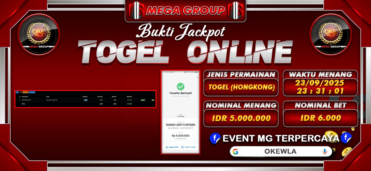 Bukti JP situs Okewla hari Selasa, 23 September 2025