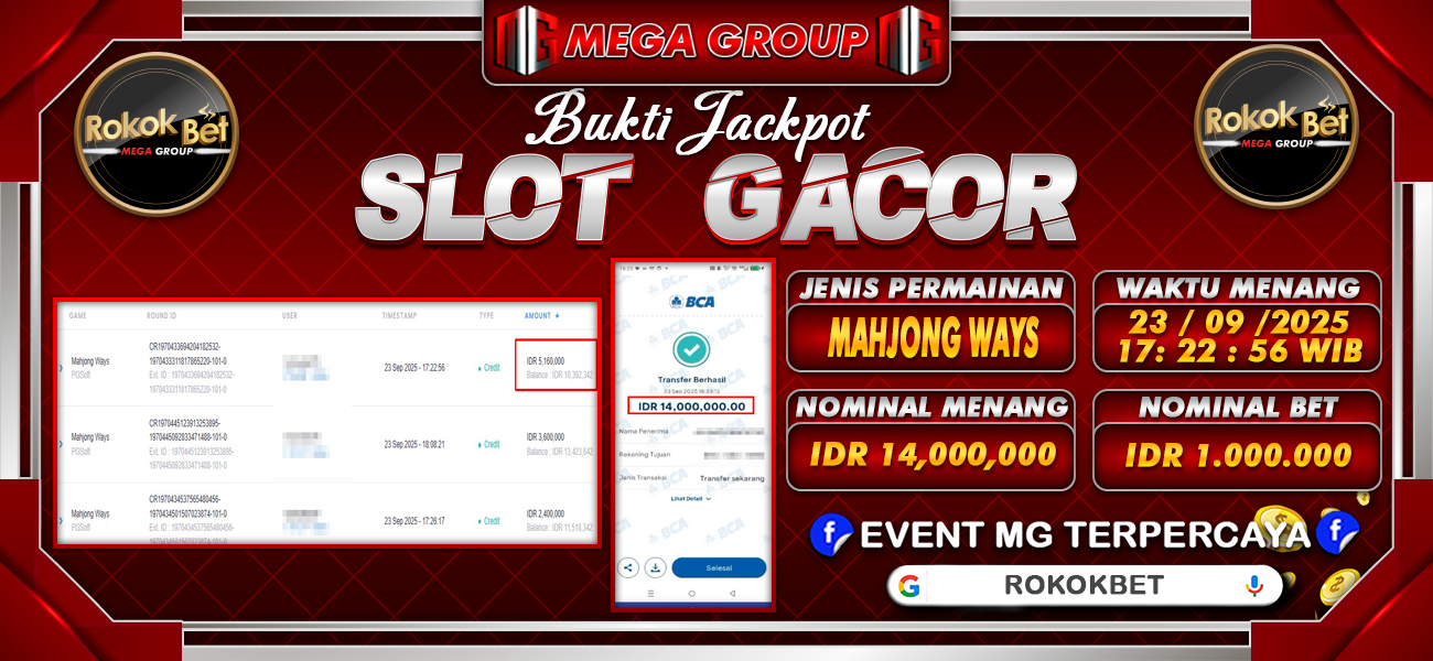 Bukti JP situs Rokokbet hari Selasa, 23 September 2025