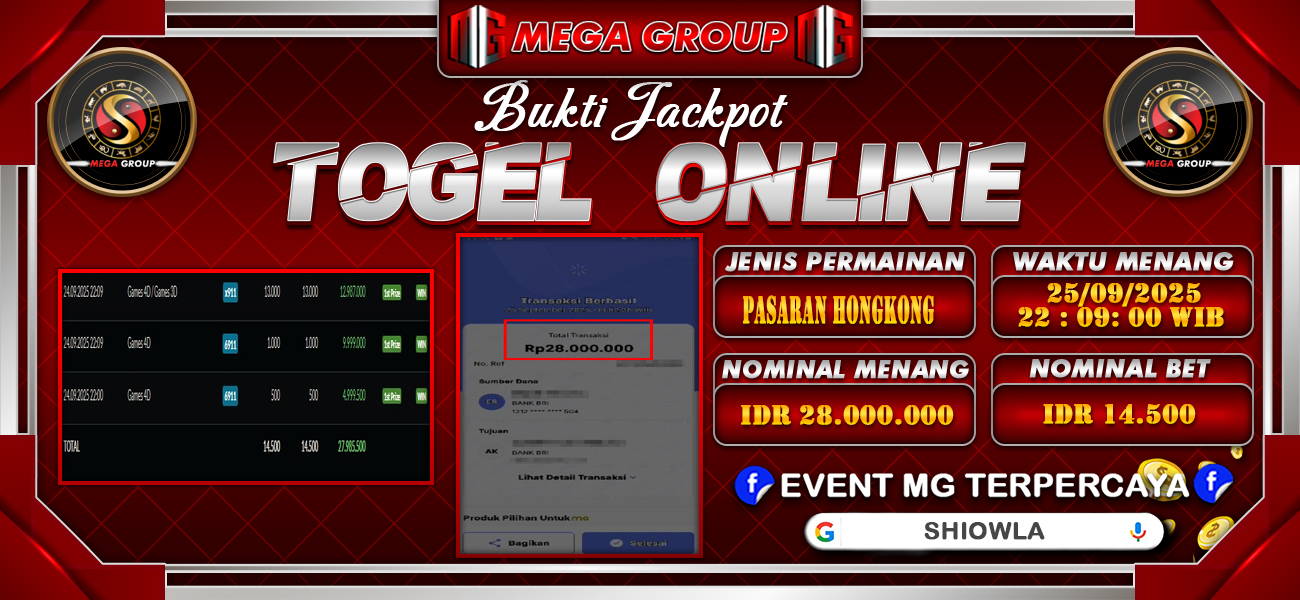 Bukti JP situs Shiowla hari Kamis, 25 September 2025