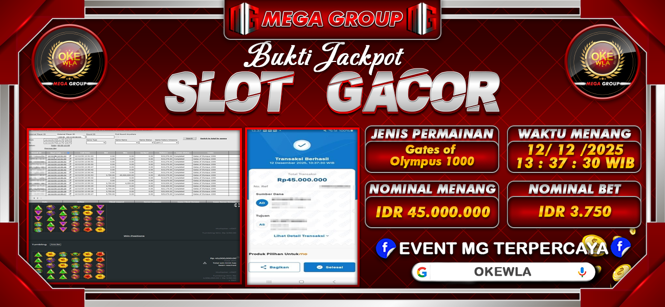 Bukti JP situs Okewla hari Jumat, 12 Desember 2025