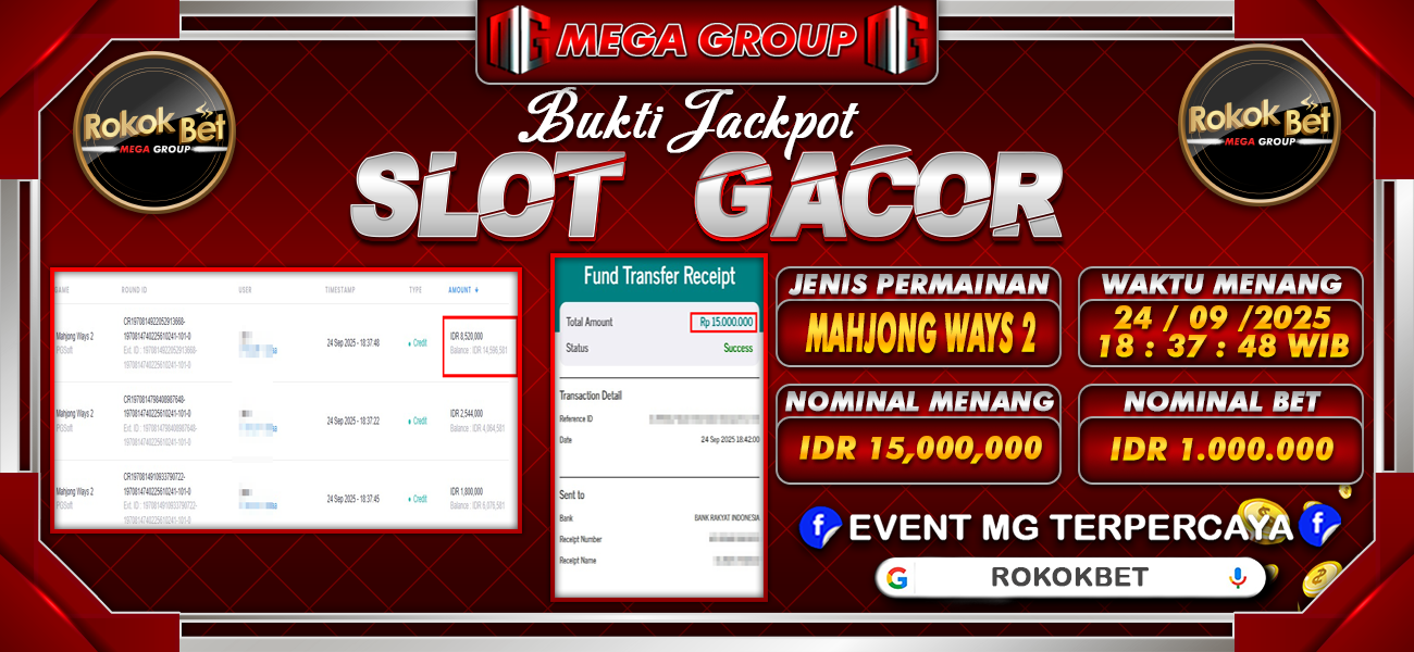 Bukti JP situs Rokokbet hari Rabu, 24 September 2025
