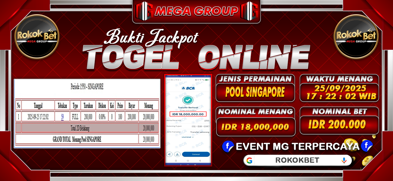 Bukti JP situs Rokokbet hari Kamis, 25 September 2025