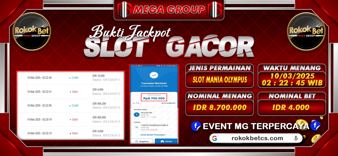 Bukti JP situs Rokokbet hari Senin, 10 Maret 2025