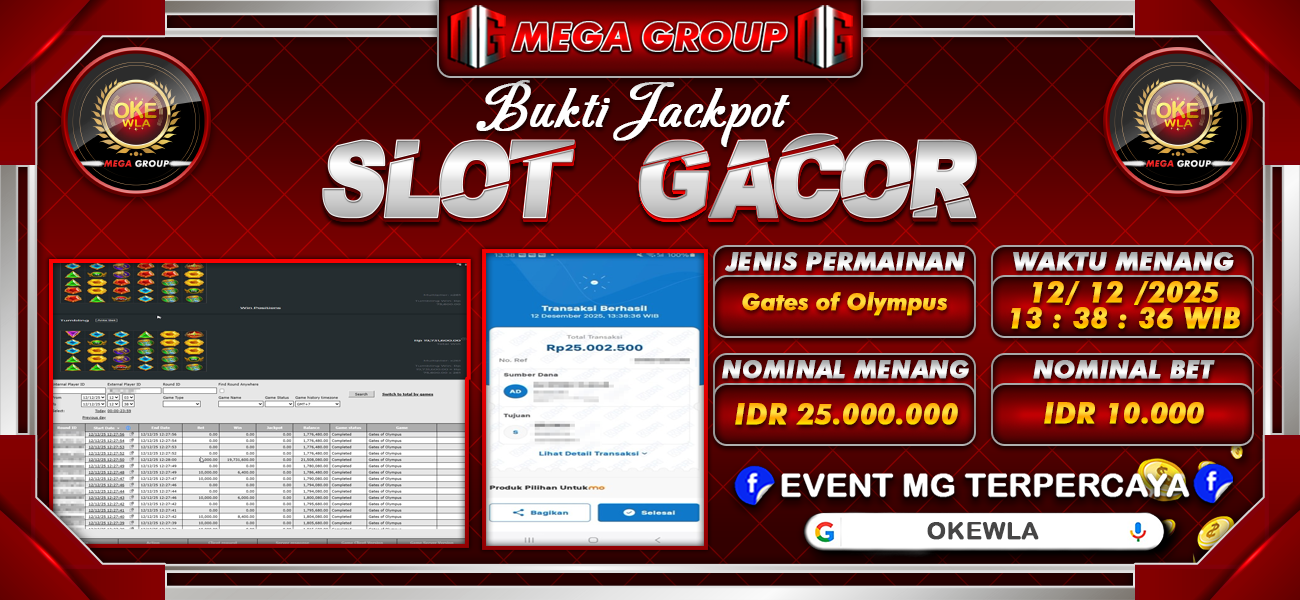 Bukti JP situs Okewla hari Jumat, 12 Desember 2025