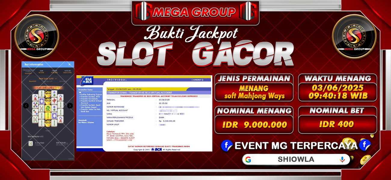 Bukti JP situs Shiowla hari Selasa, 03 Juni 2025