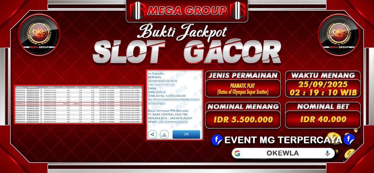 Bukti JP situs Okewla hari Kamis, 25 September 2025
