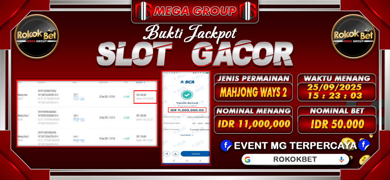 Bukti JP situs Rokokbet hari Kamis, 25 September 2025